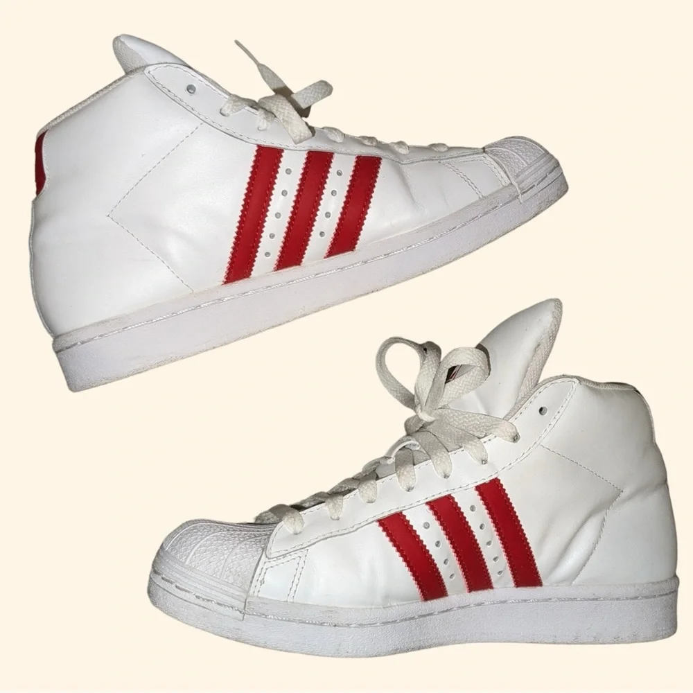 adidas Women's White and Red High-Top Sneakers